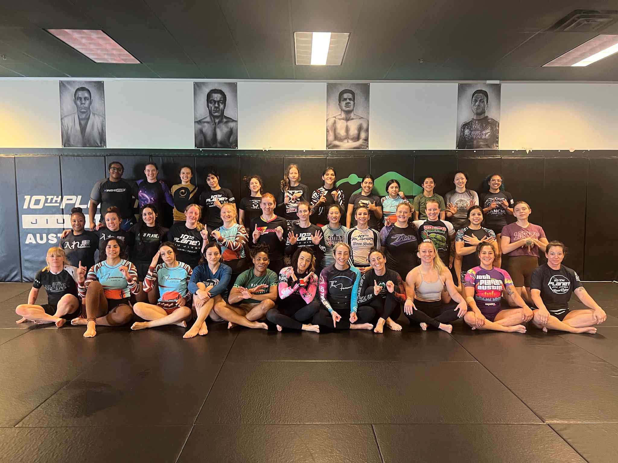 Women gathered for a Femvasion Jiu-Jitsu camp
